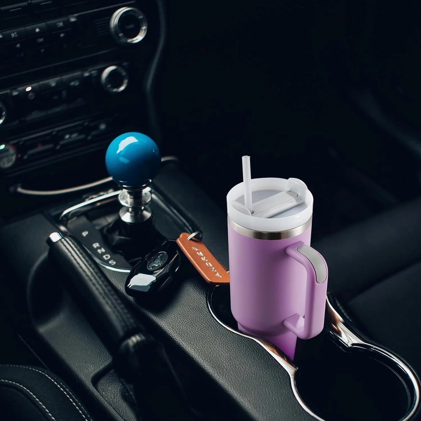 40oz Stainless Steel Tumbler with Handle & Straw Lid