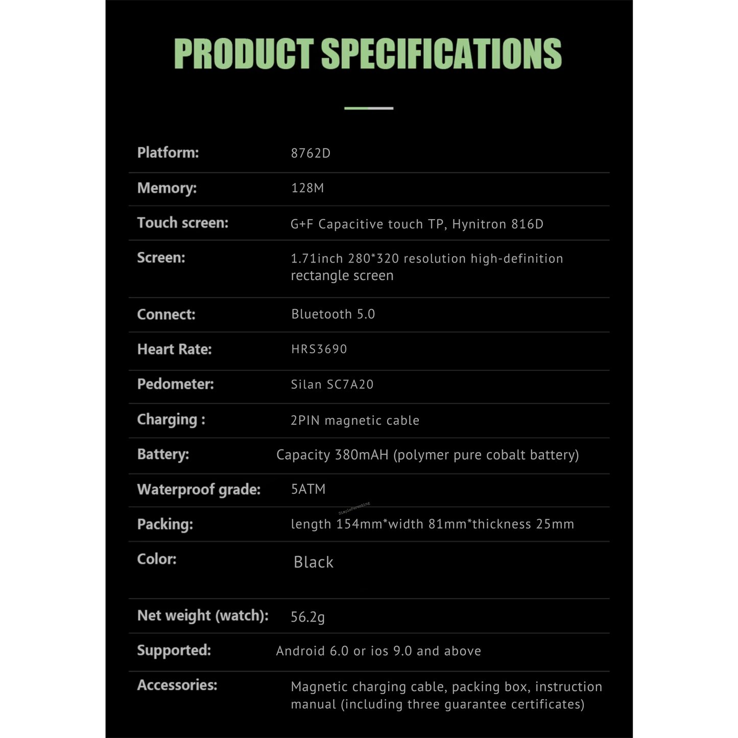 Rugged Smart Watch for Men – 1.71” Screen, Bluetooth 5.0, Waterproof, Carbon Black