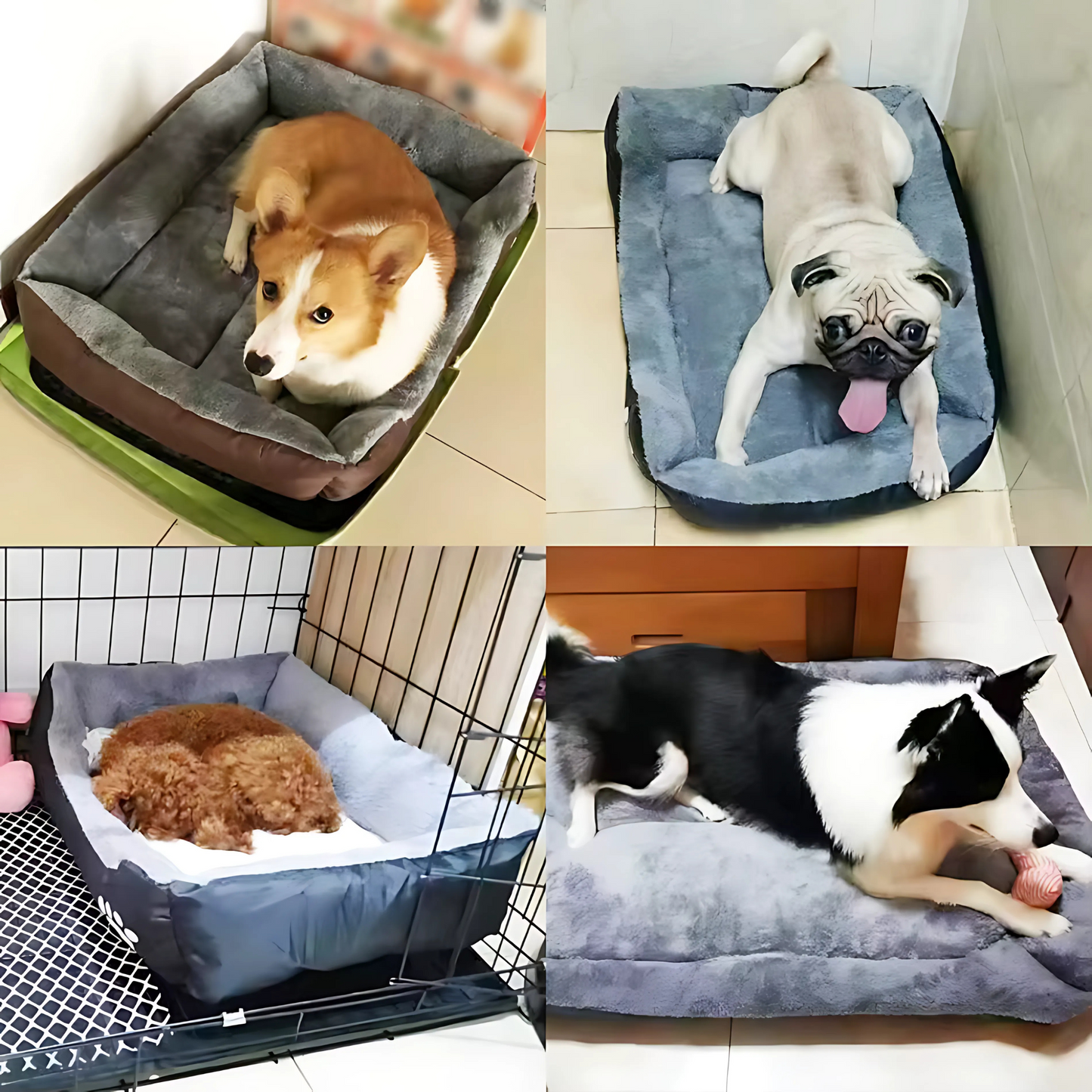 Washable Square Dog Bed – All-Season Warm Cushion for Cats and Dogs